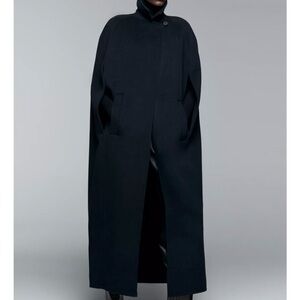 Zara Wool Blend Navy Blue Coat